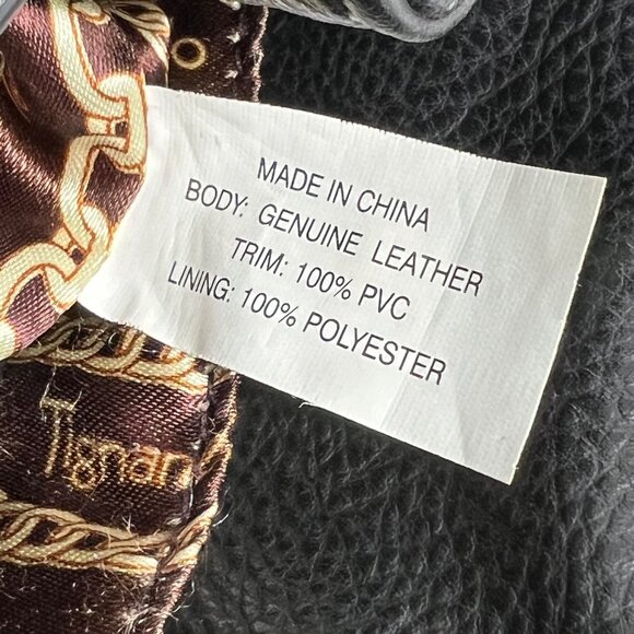 Tignanello Black Leather Purse Handbag Satchel Bucket Bag Buckle Double Handle - Picture 13 of 13